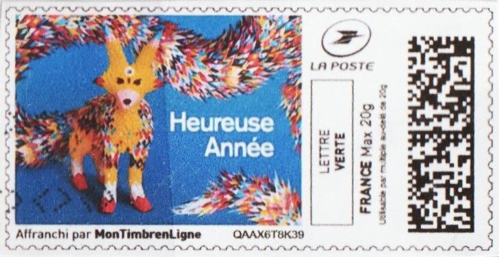 Happy New Year. Fox. Heureuse Annee in colour