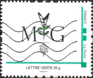 Stamp, Mg, France,  , Letters (Alphabet), Logos