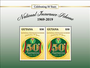 Souvenir Sheet, Anniversary Emblem, Guyana,  , Insurances
