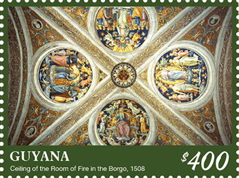 Stamp, Ceiling, Guyana,  , Frescos, Paintings