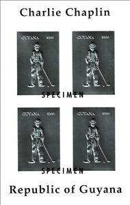 Mini Sheet, Charles Spencer Chaplin (1889–1977) as a Tramp, Guyana,  , Actors, Famous People