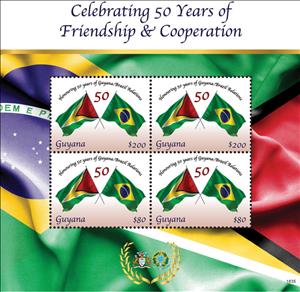 Mini Sheet, National Flags of Guyana and Brazil, Guyana,  , Flags