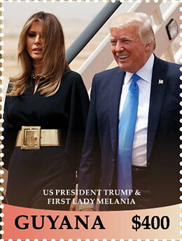 President Trump and Melania, Red Panel at Bottom