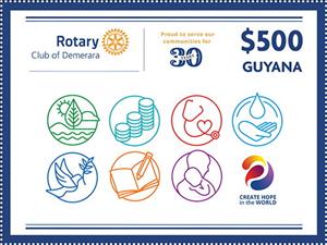 Stamp, Rotary Club of Demerara, 30 Years, Guyana,  , Rotary