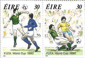 Se-tenant, F.I.F.A. World Cup Italy 1990, Ireland,  , Football (Soccer), Special Occasions, Sports