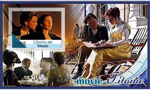 Souvenir Sheet, Animation, Cartoons Titanic, Liberia,  , Actors, Famous People, film, Ships