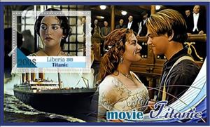 Souvenir Sheet, Animation, Cartoons Titanic, Liberia,  , Actors, Famous People, film, Ships