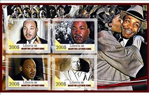 Mini Sheet, Great People Martin Luther King, Liberia,  , Antiracism, Famous People, Nobel Laureates, Politicians