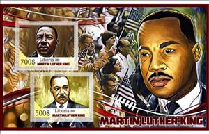 Mini Sheet, Great People Martin Luther King, Liberia,  , Antiracism, Famous People, Nobel Laureates, Politicians