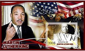 Souvenir Sheet, Great People Martin Luther King, Liberia,  , Antiracism, Famous People, Nobel Laureates, Politicians