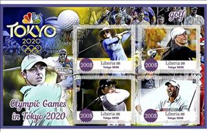 Mini Sheet, Sports Summer Olympics in Tokyo 2020, Liberia,  , Golf, Olympic Games, Sports