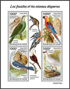 Mini Sheet, Fossils and Extinct Birds, Niger,  , Animals (Fauna), Birds, Fossils
