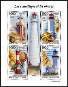 Mini Sheet, Shells and Lighthouses, Niger,  , Lighthouses, Shells