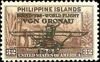 Stamp, Country views with overprint, Philippines,  , Aviation, Aircrafts