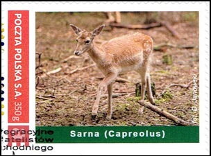 Stamp, Roe deer (Capreolus), Poland,  