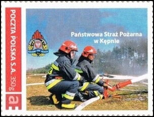 Stamp, State Fire Service in Kępno, Poland,  