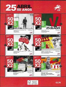 Mini Sheet, Revolution of 1974, 50 Years, Portugal,  , Anniversaries and Jubilees, Revolutions