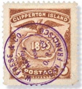 Stamp, Clipperton Atoll, Red-Footed Booby, United States of America,  , Birds, Maps