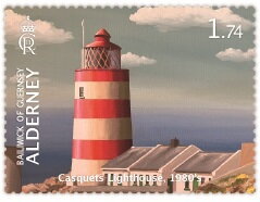Stamp, Casquets Lighthouse, 1980's, Alderney,  , Lighthouses