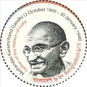Stamp, Mahamta Gandhi, Bangladesh,  , Flags, Independency Activists, Philatelic Exhibitions