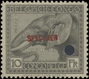 Stamp, African Elephant (Loxodonta africana), Belgian Congo,  , Animals (Fauna), Elephants, Mammals