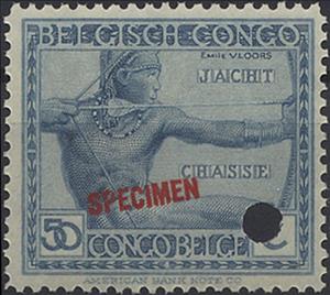 Stamp, Archer - indigenous crafts/skills, Belgian Congo,  , Archery, Crafts, Men
