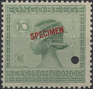 Stamp, Head-dress of Baluba woman, Belgian Congo,  , Headgear, Women