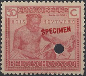 Stamp, Wood-carving - indigenous crafts/skills, Belgian Congo,  , Crafts, Men