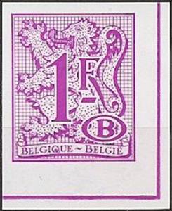 Stamp, Number on Heraldic Lion and pennant with "B" in oval, Belgium,  , Heraldic Animals, Лев, Numbers