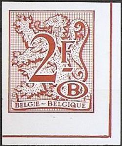 Stamp, Number on Heraldic Lion and pennant with "B" in oval, Belgium,  , Heraldic Animals, Лев, Numbers