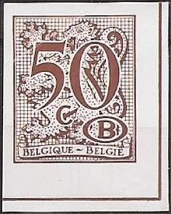 Stamp, Number on Heraldic Lion and pennant with "B" in oval, Belgium,  , Heraldic Animals, Лев, Numbers