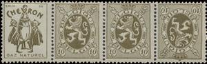 Tete-Beche, PUB Chevron + Heraldic Lion 10ct, Belgium,  , Coats of Arms, Heraldic Animals, Лев