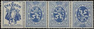 Tete-Beche, PUB Chevron + Heraldic Lion 50ct, Belgium,  , Coats of Arms, Heraldic Animals, Лев