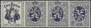 Tete-Beche, PUB Chevron + Heraldic Lion 75ct Dark Violet, Belgium,  , Coats of Arms, Heraldic Animals, Лев