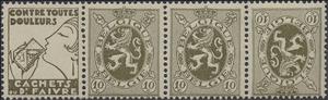 Tete-Beche, PUB Faivre + Heraldic Lion 10ct, Belgium,  , Coats of Arms, Heraldic Animals, Лев