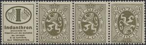 Tete-Beche, PUB Indanthren + Heraldic Lion 10ct, Belgium,  , Coats of Arms, Heraldic Animals, Лев