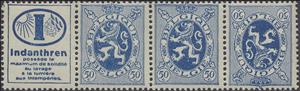 Tete-Beche, PUB Indanthren + Heraldic Lion 50ct, Belgium,  , Coats of Arms, Heraldic Animals, Лев
