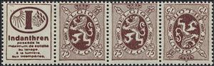 Tete-Beche, PUB Indanthren + Heraldic Lion 75ct Red Brown, Belgium,  , Coats of Arms, Heraldic Animals, Лев