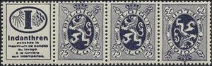 Tete-Beche, PUB Indanthren Heraldic Lion 75ct Dark Violet, Belgium,  , Coats of Arms, Heraldic Animals, Лев