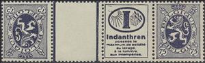 Tete-Beche, PUB Indanthren Heraldic Lion 75ct Dark Violet, Belgium,  , Coats of Arms, Heraldic Animals, Лев