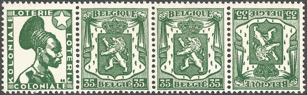 PUB Koloniale Loterij/Loterie Coloniale + Coat of Arms 35ct