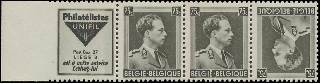 PUB Philatélistes Unifil + King Leopold III 75ct