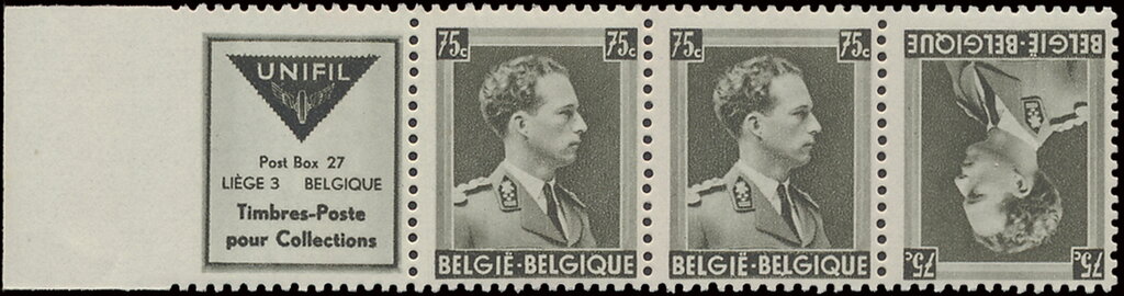 PUB Unifil Timbres Postes + King Leopold III 75ct