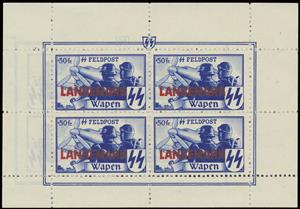 Mini Sheet, Soldiers and Airplanes - Mini Sheet - Overprinted, Belgium, German Occupation In WWII,  , Air Forces, Aircraft, Aviation, Coats of Arms, Helmets