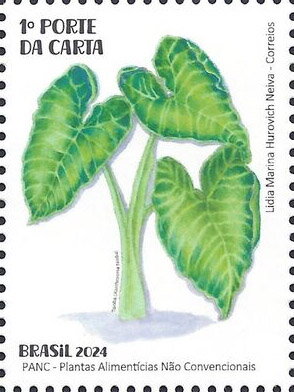 Stamp, Taioba (Xanthosoma taioba), Brazil,  , Food, Plants (Flora)