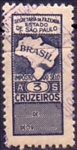 Stamp, Secretaria da Fazenda, Estado de Sao Paulo, Brazil,  , Maps