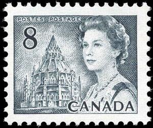 Stamp, Queen Elizabeth II and Library of Parliament, Canada,  , Famous People, Heads of State, Libraries, Queens, Royalty, Women