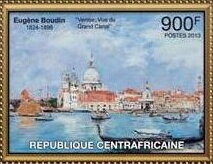 Stamp, Eugene Boudin, Central African Republic,  , Art, Famous People, Painters, Paintings