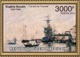 Stamp, Eugene Boudin, Central African Republic,  , Art, Famous People, Painters, Paintings