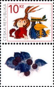 Stamp with Attached Label, Zdeněk Smetana - The Little Witch, Czech Republic,  , Cartoons, Fairy Tales